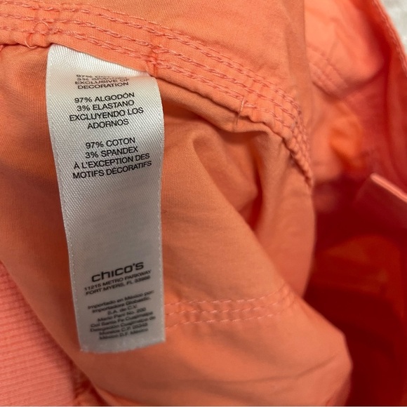 Chicos orange cropped capris summer pull on elastic waist size .5 small coastal - Picture 8 of 10